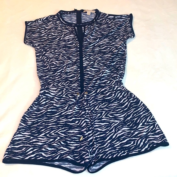 Michael Kors Navy/white zebra print Romper. - Picture 1 of 7